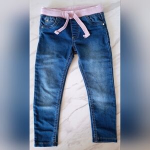 F&F Pretty Pink Elastic Waistband Kids Jeans (3T/4T)